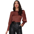 long-sleeved satin shirt for women spring and summer export independent station lantern sleeve satin shirt tops