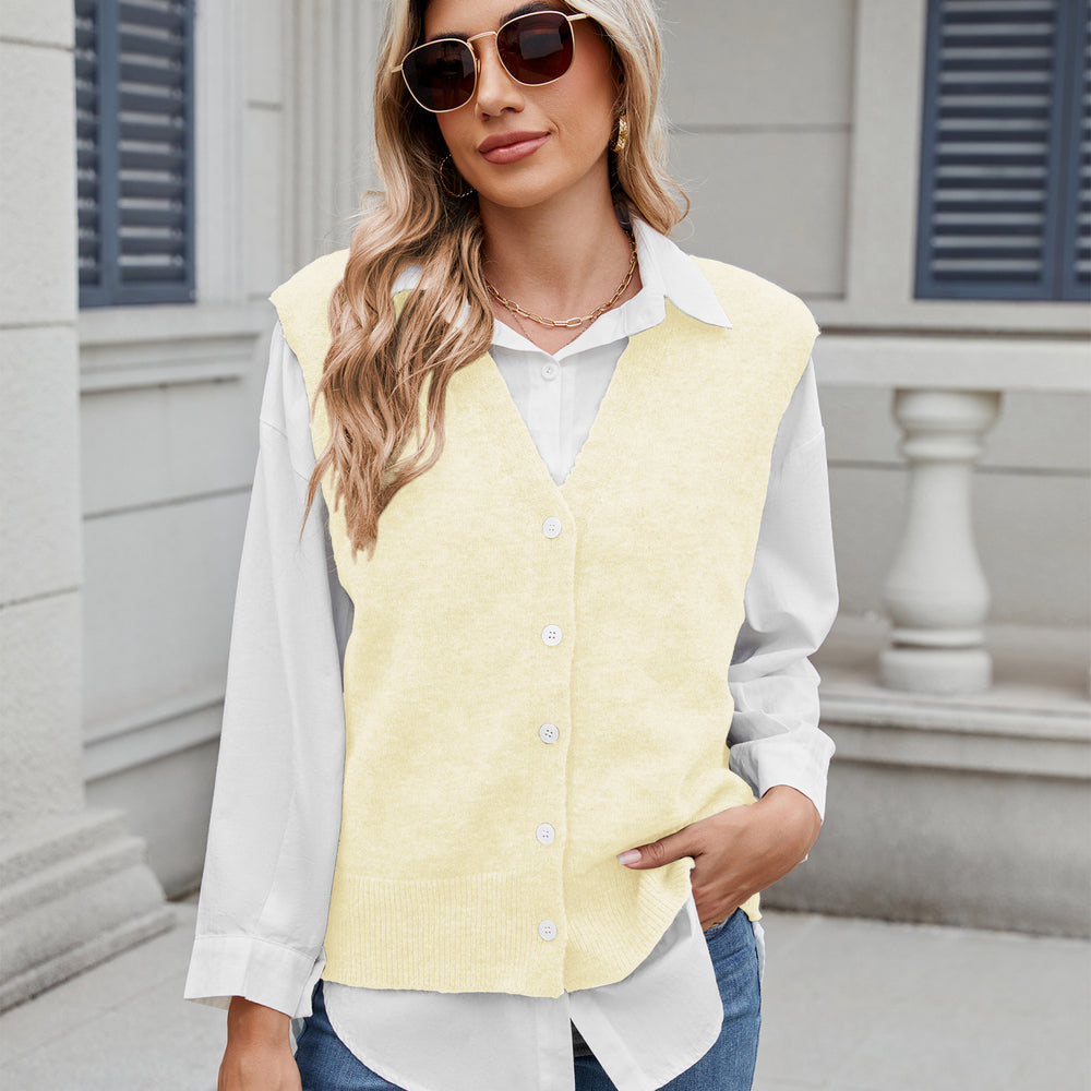Fashion cross-border foreign trade women's clothing new arrival  independent station casual row button knittingsweater vest vest trendy
