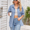 Fashion cross-border trade   independent station new arrival slimming look denim single-breasted short-sleeved casual shirt for women