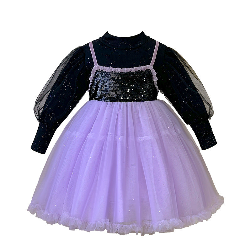 Girls' dress  spring new arrival - faux two-piece baby girl dress, birthday party dress, princess dress for toddlers and young children