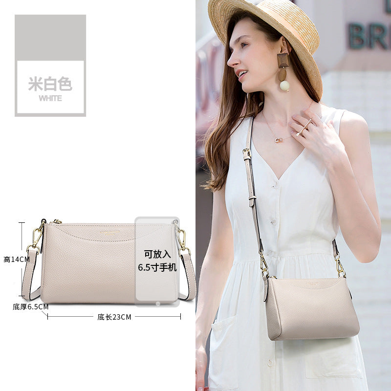 Crossbody bag women's 2025 new small bag, genuine leather women's bag, fashionable and simple large-capacity mother casual cowhide shoulder bag