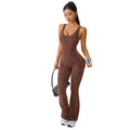 European and american cross-border new leopard print polka dot seamless one-piece yoga suit women's fitness activewear casual outerwear