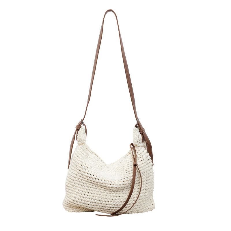 2026 new large capacity women's bag summer straw woven bag fashionable shoulder bag high-end handbag versatile commuter bag