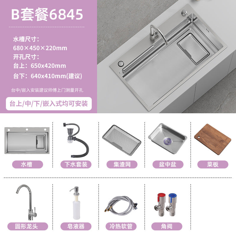 Double slag collection sink large single slot high quality stainless steel kitchen sink thickenedfor home dishwashing sink vegetable sink