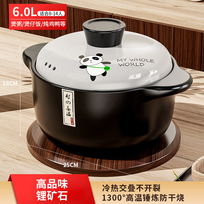 Casserole high temperature resistant stew pot soup casserole explosion-proof for home cooking porridge double ears large capacity open flame high temperature resistant soup pot