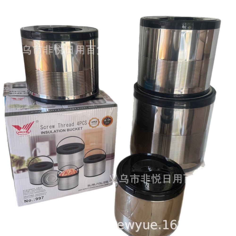 factory direct sales stainless steel insulated bucket portable insulated bucket large capacity commercial five-piece insulated pot