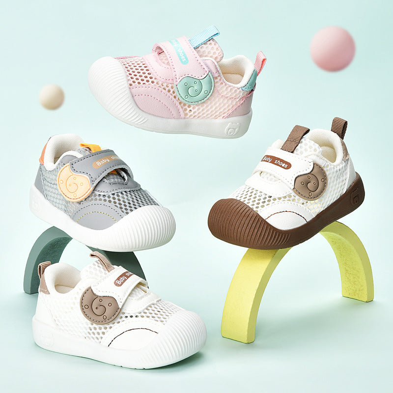 Baby sandals for boys, summer first walker shoes, 0-1-2 years old infant anti-slip soft sole mesh shoes for babies and toddlers, baby girl shoes
