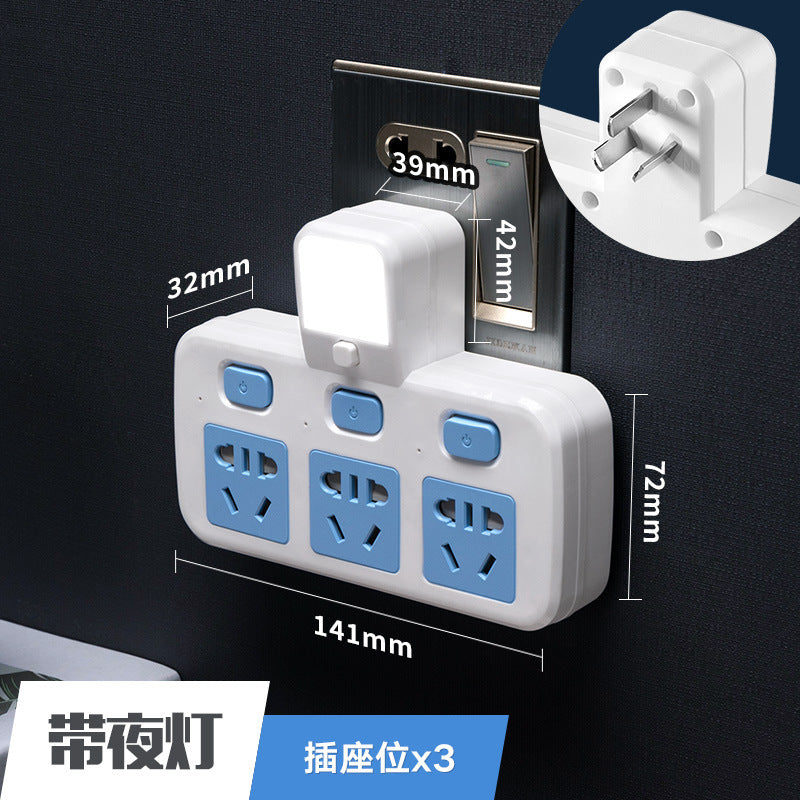 Multi-function wireless socket converter plug - one-to-multiple outlet panel with usb ports, night light, and power strip for home use
