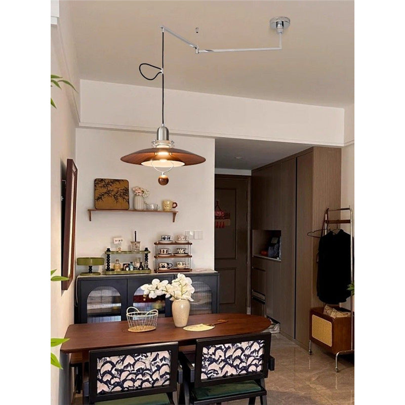 Medieval style restaurant lamp rocker lamp bauhaus chandelier walnut color retro movable dining table bar flying saucer lamp