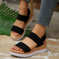 Wholesale women's plus size platform wedge heel sandals with open back and flyknit upper - summer  beachwear