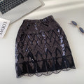 Influencer-approved, instagram-worthy women's autumn skirt: chanel-inspired, fashion-forward, meticulously crafted with heavy-duty sequin embroidery, high-waisted, slimming a-line pencil skirt