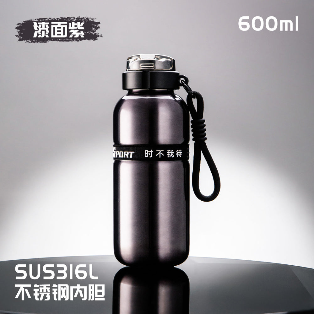 High-style 316 stainless steel dual-drink insulated tumbler with outdoor cycling handle – one-hand open, keeps drinks hot or cold