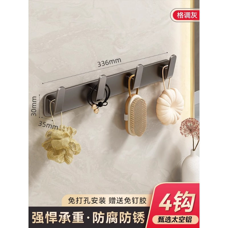 Wall-mounted clothes hooks for entryways, closets, bathrooms, kitchens, and home use. space aluminum, no-drill installation, multi-hook design