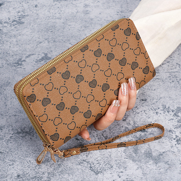 Wallet female long model large capacity 2024 new double zipper women's clutch bag multi-function mobile phone bag change storage