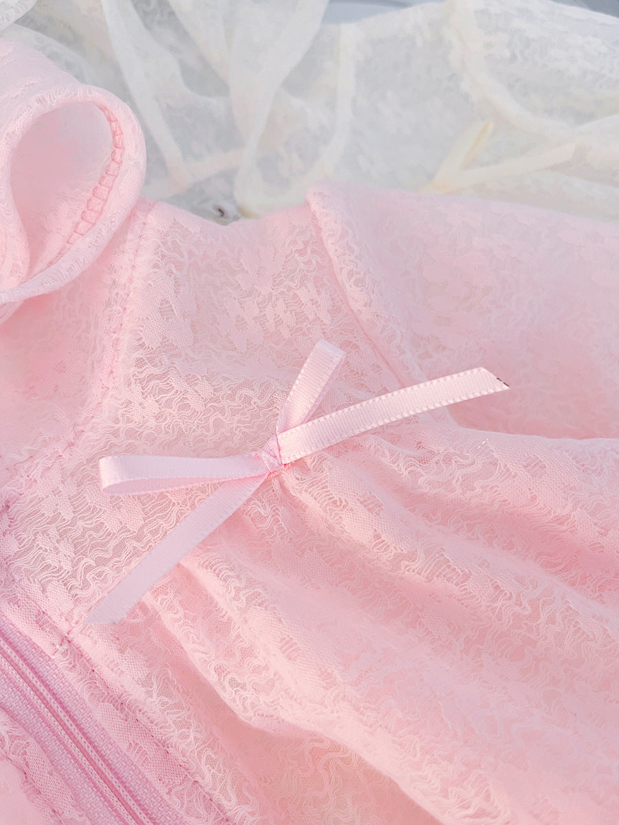 Korean style baby girl summer outfit  new children's summer bowknot jacket little girl princess style hooded coat