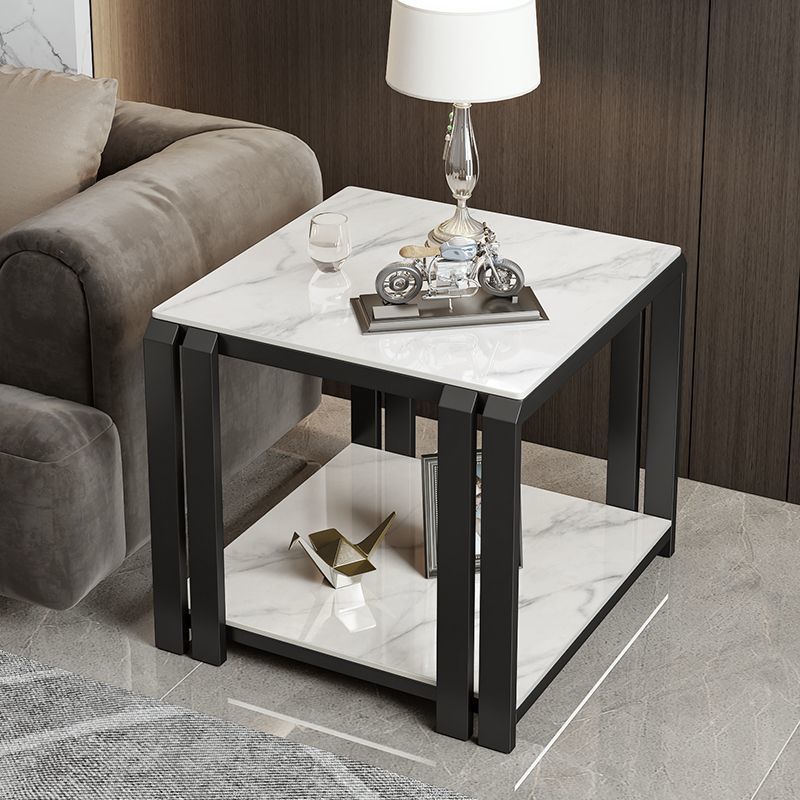 Scandinavian modern accessible luxury style sofa side table casual living room double layer side table italian slate corner table square small coffee table