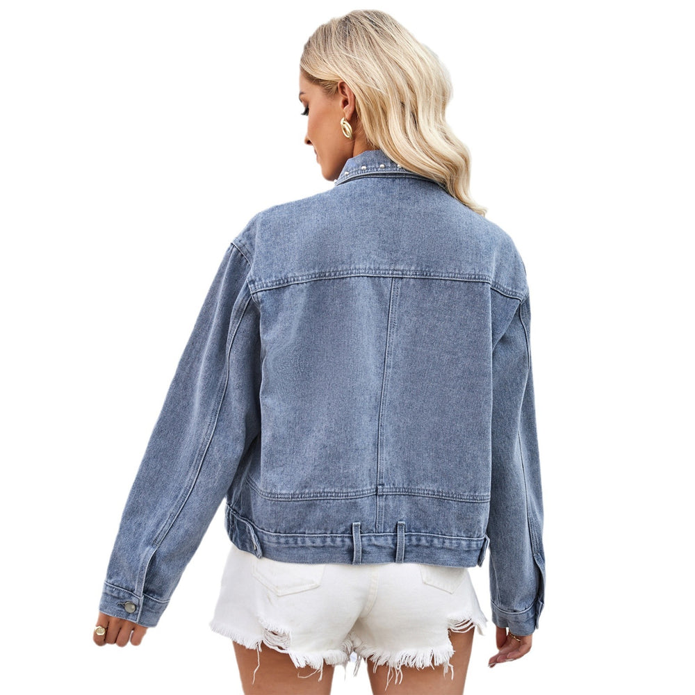 European and american clothing cross-border spring new style  independent station washed loosecasual punk studded denim outwear