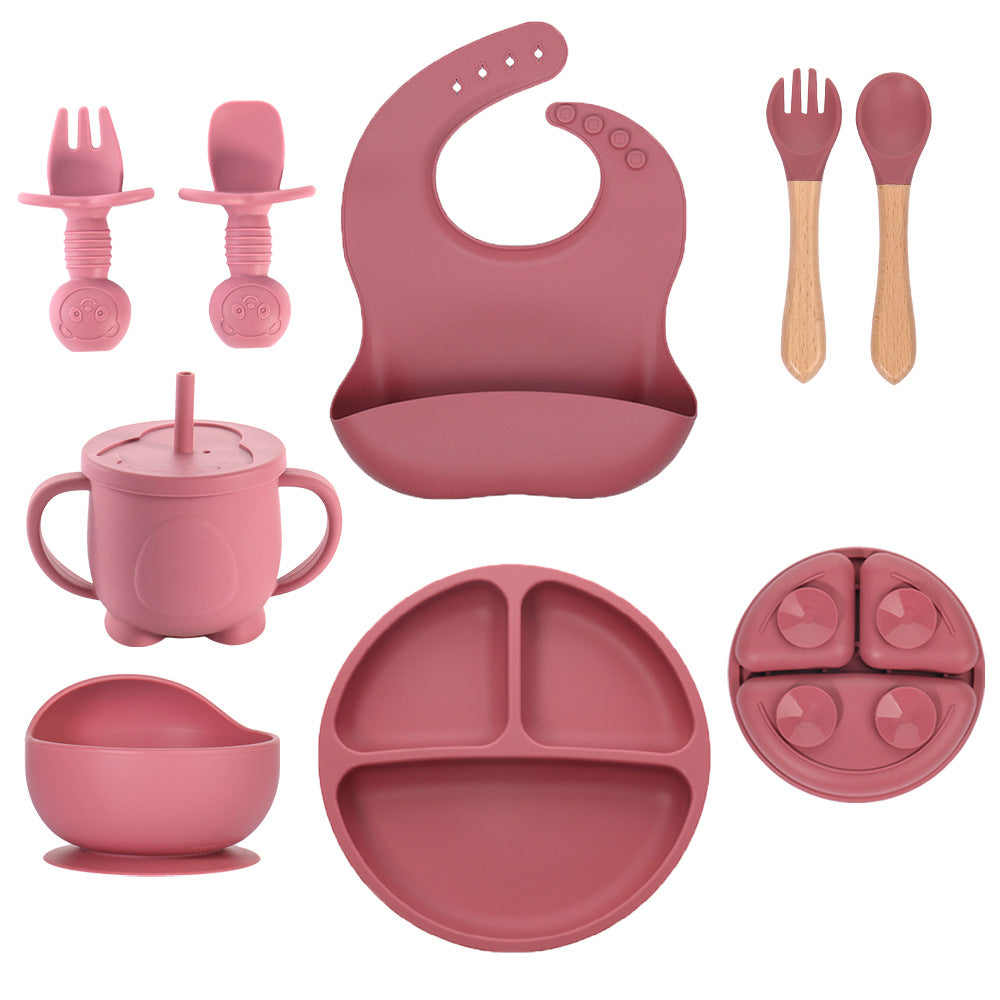 Children's bear fork and spoon set Baby eating training Silicone licking spoon Silicone fork and spoon Baby food supplement tableware spoon