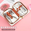 New stainless steel nail clipper set, 7-piece manicure tool kit with premium leather case - wholesale
