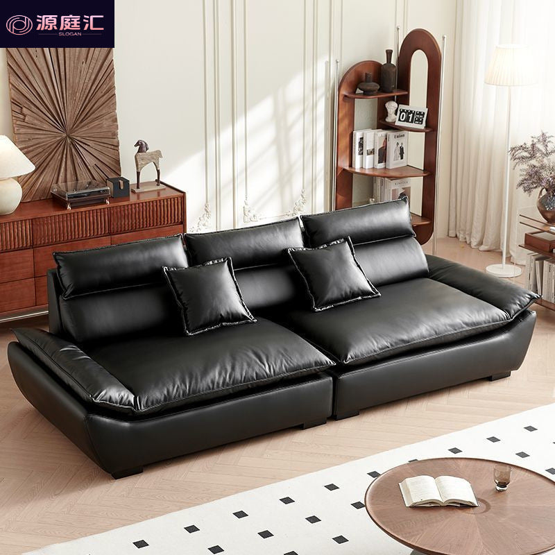 Genuine leather sofa living room italian normcore sofa accessible luxury modern creative straight row extra wide sitting deep sailboat leather sofa