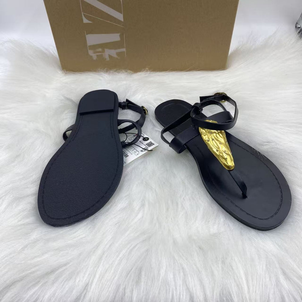 2025 new european and american summer fashion flip-flops women's flat casual roman sandals