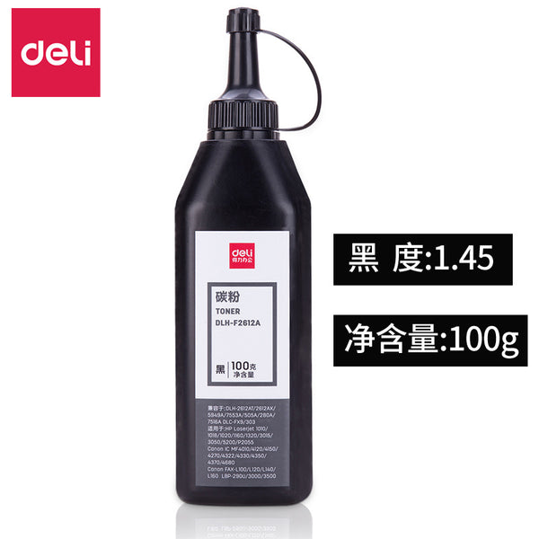 Deli DLH-F2612A Upgrade Plus Black Bottle 1.45 Black Toner Laser Printer Toner Cartridge Toner 100g