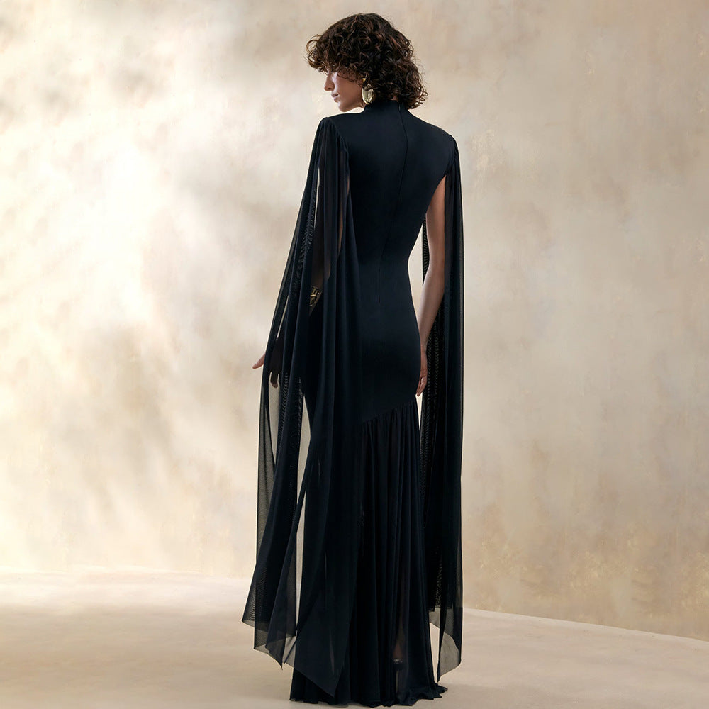 European and american women's clothing  summer new arrival: elegant and chic patchwork design, sexy slim-fit mesh ribbon dress