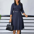 D507  foreign trade women's new v-neck fashionable elegant pleated stretch elegant african dress