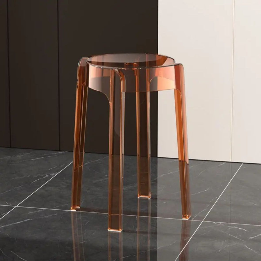 Accessible luxuryclassy acrylic stool stackable transparent high stool chair for home dining table spare plastic crystal round stool