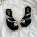 European and american fashion rhinestone smiley face flip-flops, transparent beach sandals, slimming summer outerwear, versatile casual slides