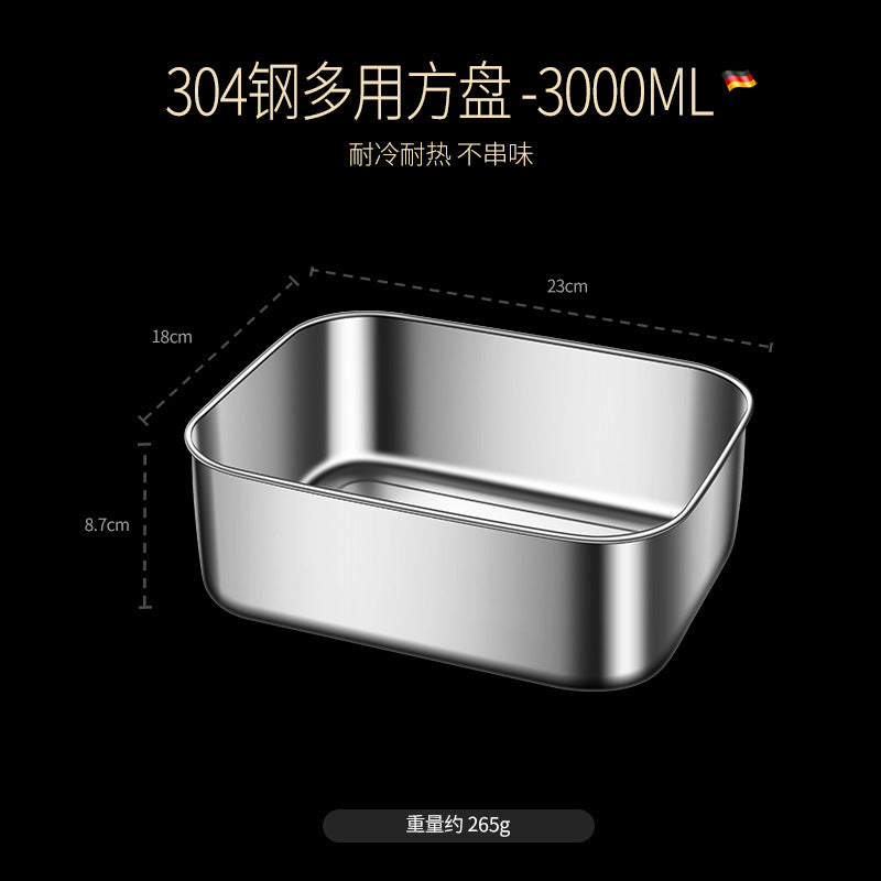 304 stainless steel crisper with lid large capacity refrigerator storage box food grade picnic portable box sealed lunch box