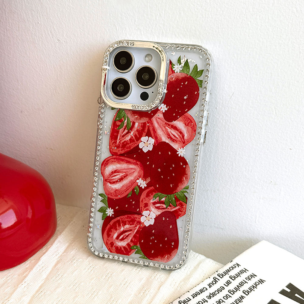 Strawberry dui dui le iphone 17 air phone case, 16 pro diamond-studded protective cover, 15 apple 17 cross-border customization