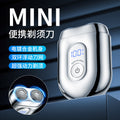 Electric shaver - portable travel razor, full body washable, floating dual-head with double ring blade mesh, compact and travel-friendly