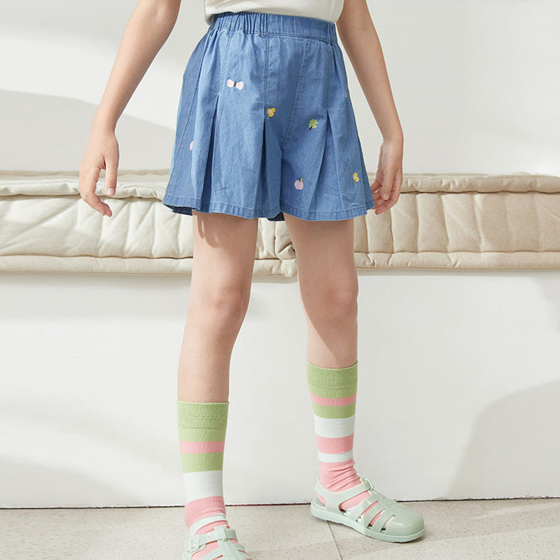 Girls' denim shorts - summer  new collection: stylish and versatile lightweight shorts for toddlers and big kids, perfect for summer outfits