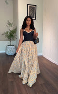 European and american cross-border women's spring  new sleeveless v-neck sexy camisole dress with cinched waist and pleated maxi skirt