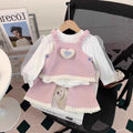 Girls' fall outfit set : new stylish and trendy children's clothing - heart print top and pants two-piece set
