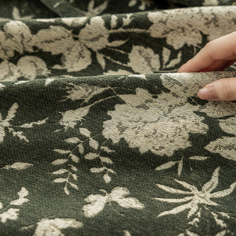 New arrival medieval style retro green chenille jacquard curtains bedroom blackout american living room shaoxing curtains wholesale