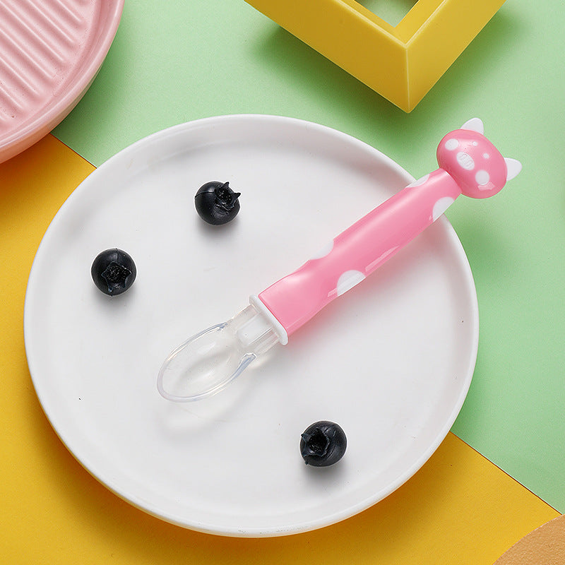 Baby silicone spoon baby complementary food feeding spoon soft head complementary food spoon baby eating training spoon feeding complementary food spoon