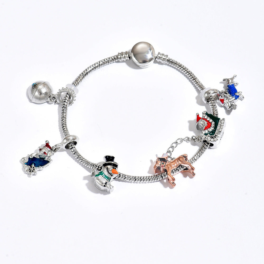 christmas bracelet for women, niche design, minimalist style, snowman, reindeer, santa claus pendant jewelry wholesale