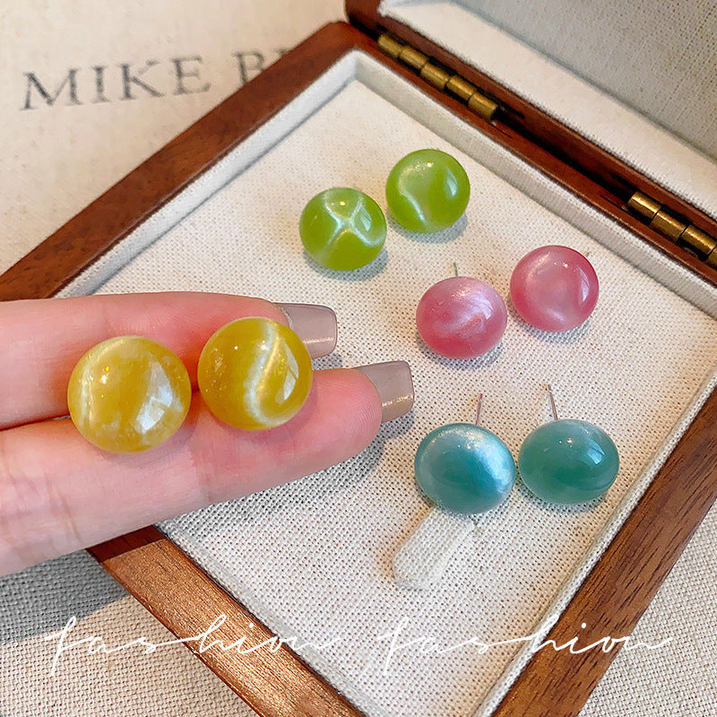 Dopamine ball stud earrings - unique design for women, perfect for summer, clear and versatile, sweet and cute, simple and easy to match