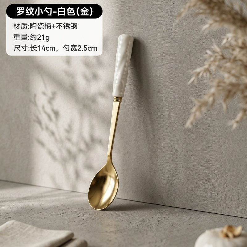 stainless steel creative twisted shape fruit fork set creative colorful ceramic storage jar wholesale
