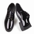 Versatile black business casual leather dress shoes for men - lace-up work shoes, wedding shoes, fashionable men's shoes, patent leather