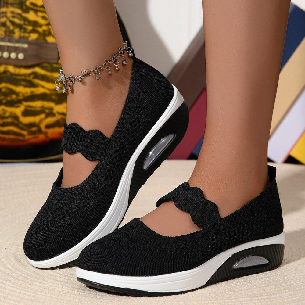 Breathable mesh platform sneakers - autumn  air cushion plus size slip-on running shoes for women -