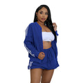 C7252 cross-border   fashion women's ribbon jacket and mini skirt solid color two-piece set - new arrival