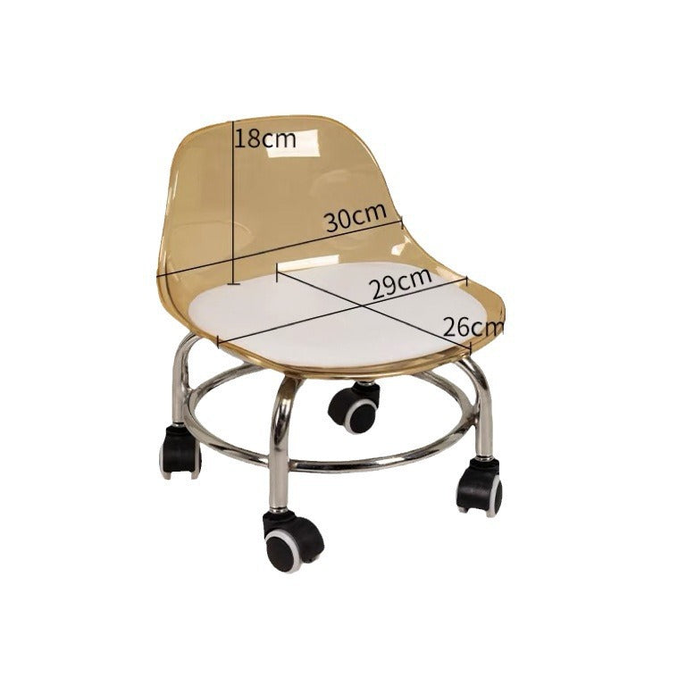 Pulley low stool transparent small chair universal wheel stool toddler children acrylic beautiful seam household backrest small size