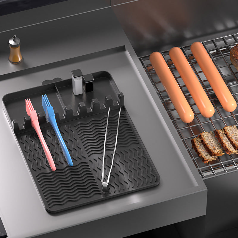 Cross-border new barbecue oven silicone protective pad side rack pad baking pan drain pad black stone silicone oven tool pad