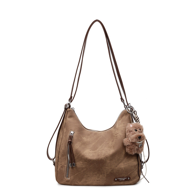 retro large capacity bag women's 2025 autumn/winter new casual shoulder bag crossbody bag fashionable versatile backpack