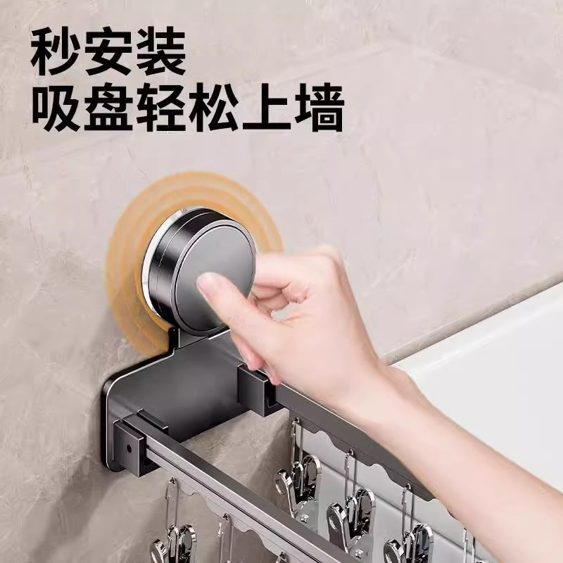 Suction cup for drying socks handy gadget balcony for home windproof stainless steel socks drying rack foldable multi-clip clothes hanger