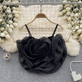 Niche style resort style organza stereo flower camisole women's summernew arrival chic chic easiest for match short tops