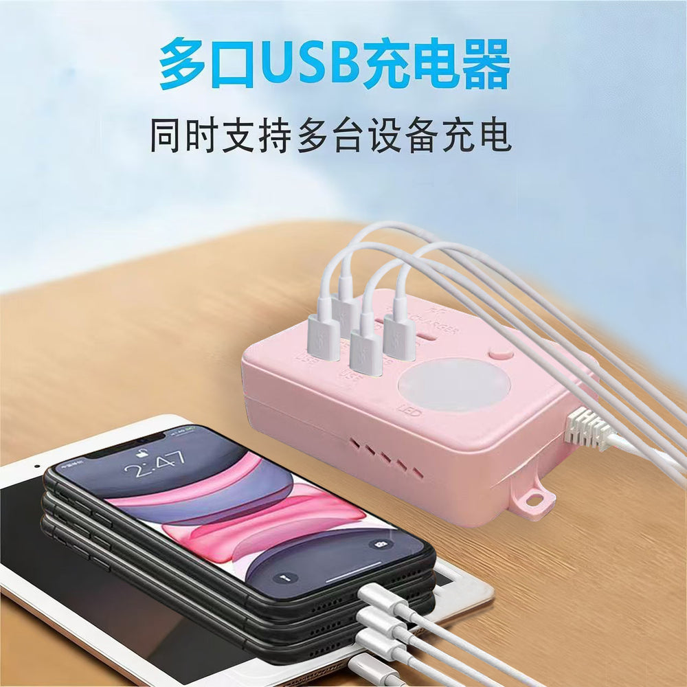 New multi-port power strip with phone charger: 2pd4usb, 6-usb socket, fast charging, and night light